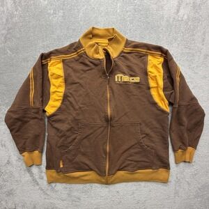 Mecca Sweatshirt Mens 2XL Brown Full Zip Mock Neck Fleece Embroidered Logo
